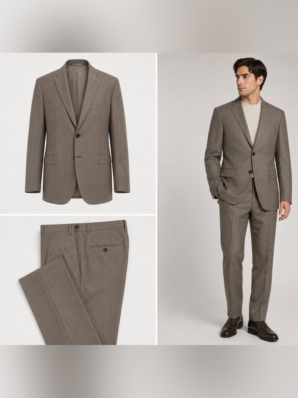 Joseph & Feiss‎ 100% Wool Suit Brown Micro-Pattern 2-Button US Sz 50